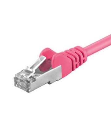 Cat5e netwerkkabel 0,25m roze - enkel afgeschermd