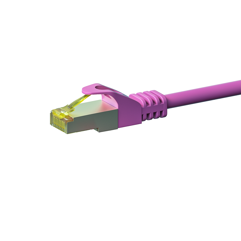 Cat7 netwerkkabel 0,50m roze 100% koper - dubbel afgeschermd